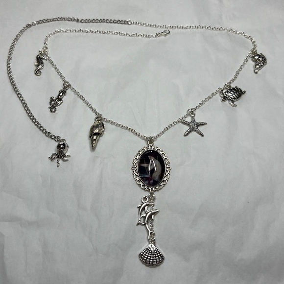 Merrow Celtic Mermaid Mythology Handmade Y Necklace Silver Sea Charms Seashell - Picture 13 of 16